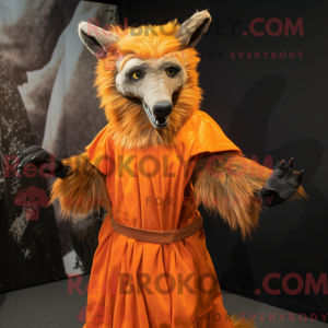 Orange Hyena mascot costume...