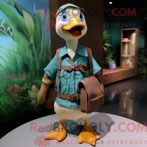Teal Gosling mascot costume...