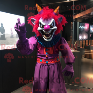 Magenta Evil Clown mascot...