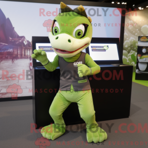 Olive Dragon maskot kostume...