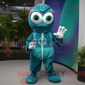 Teal Spinach mascot costume...