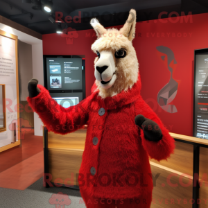 Rød lama maskot kostume...