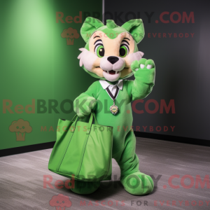 Grøn Puma maskot kostume...