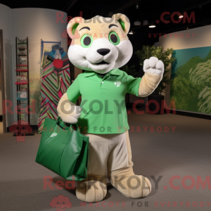 Green Puma mascot costume...