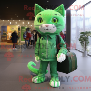 Zielony katt maskot drakt...
