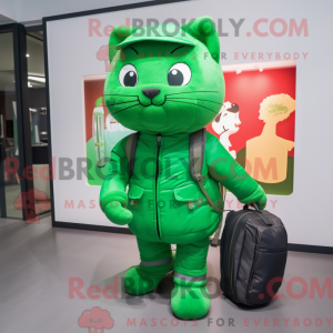 Green Cat mascot costume...