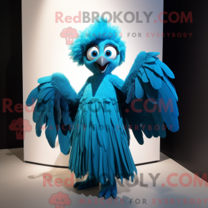 Cyan Harpy mascot costume...