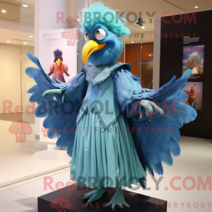 Cyan Harpy mascot costume...