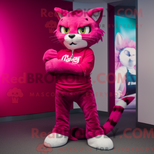 Magenta Cat maskot kostume...