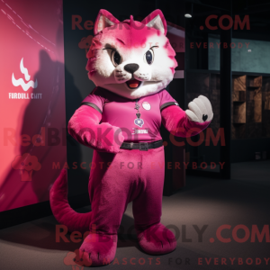 Magenta Cat maskot kostume...