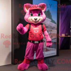 Magenta Cat maskot kostume...