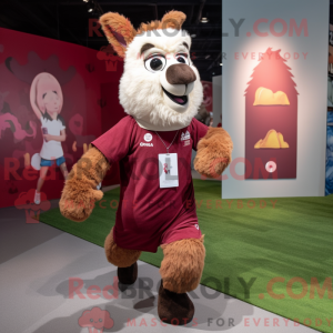 Maroon Llama mascot costume...