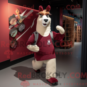 Maroon Llama mascot costume...