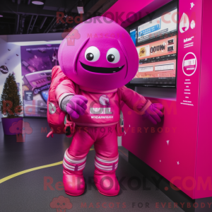 Magenta astronaut maskot...