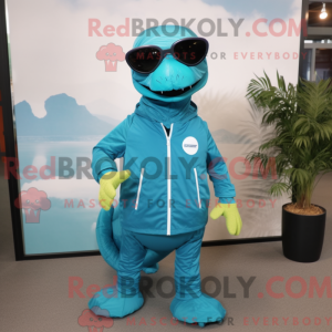 Blågrøn Diplodocus maskot...