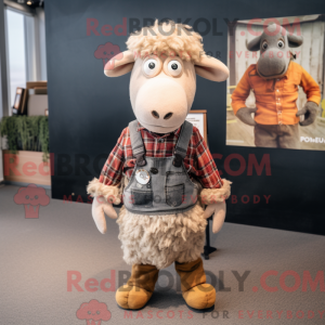Tan Merino Sheep mascot...