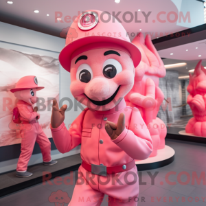 Pink Fire Fighter mascot...