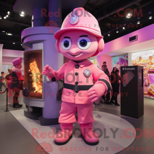 Pink Fire Fighter mascot...