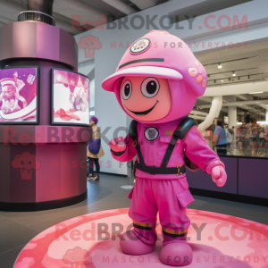 Pink Fire Fighter mascot...