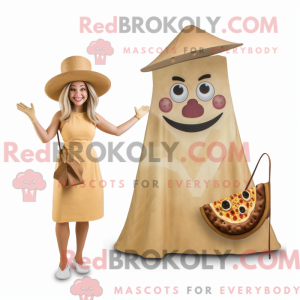 Tan Pizza mascot costume...