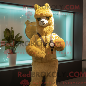 Gold Alpaca mascot costume...