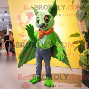 Lime Green Fruit Bat mascot...