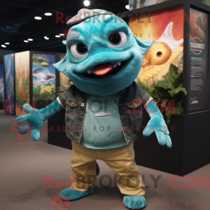 Turquoise Piranha mascot...