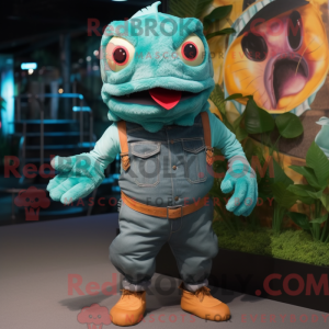 Turquoise Piranha mascot...