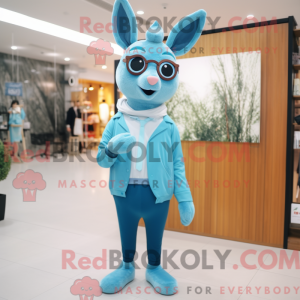 Sky Blue Roe Deer mascot...
