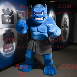 Blue Demon mascot costume...