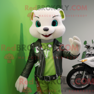 Green Ermine mascot costume...