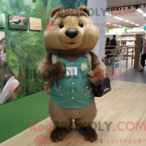 Olive Beaver maskot kostume...