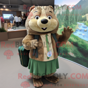 Olive Beaver maskot kostume...