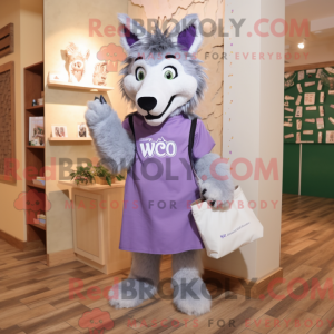 Lavendel Say Wolf maskot...