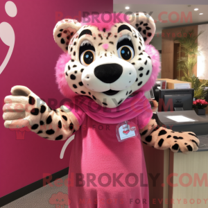 Pink Cheetah mascot costume...