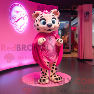 Pink Cheetah mascot costume...