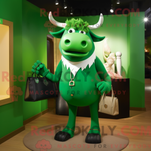 Green Bull mascot costume...