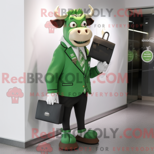 Green Bull mascot costume...