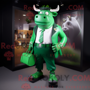 Green Bull mascot costume...