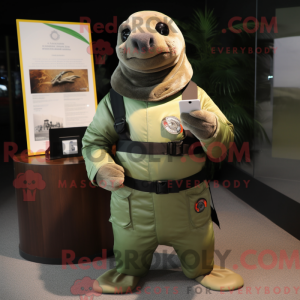 Olive Seal mascot costume...