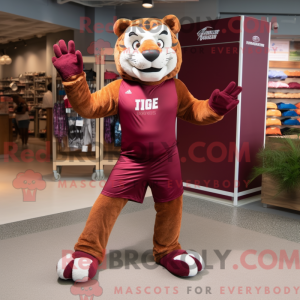 Maroon Tiger maskot kostume...