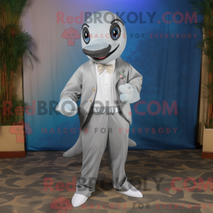 Sølv Dolphin maskot drakt...