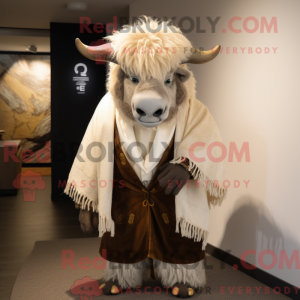 Beżowy Yak-maskotdraktfigur...