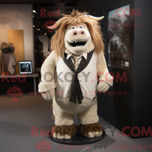 Beige Yak maskot kostume...