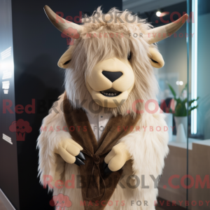 Beige Yak mascot costume...