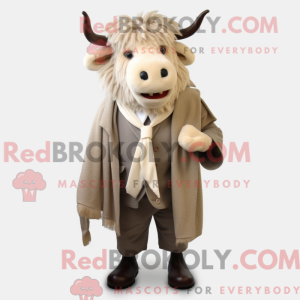 Beige Yak mascot costume...