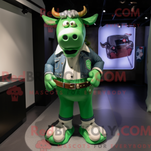 Green Cow mascot costume...