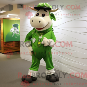 Green Cow mascot costume...