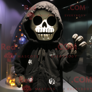 Black Skull mascot costume...
