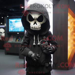 Black Skull mascot costume...